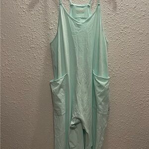 Free Movement Mint Green Sleeveless Jumpsuit Romper Wide‎ Leg Pockets M